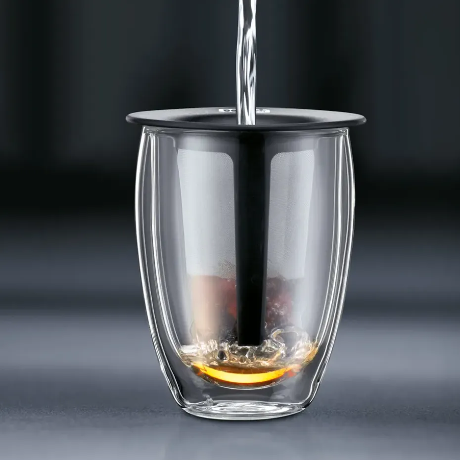 Tea For One glas met theezeef, zwart