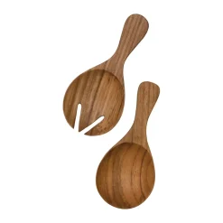 Teak saladebestek small 2 stuks, Bruin