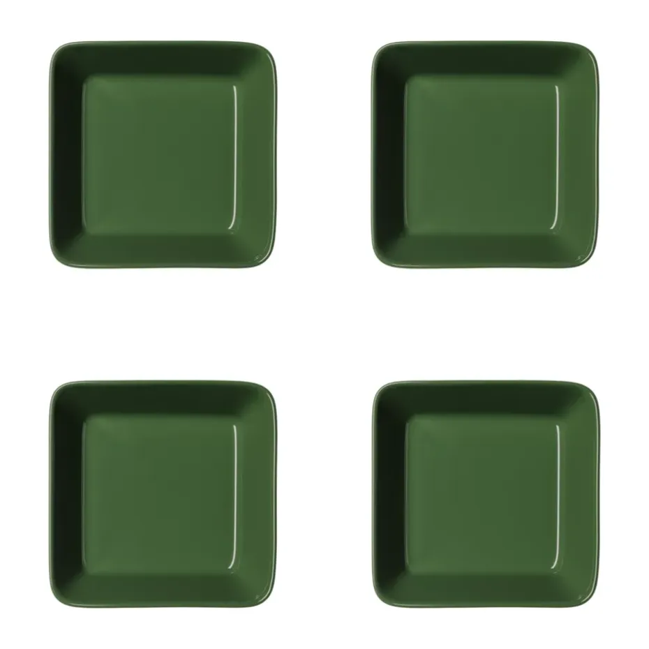 Teema vierkant bord, Bosgroen, 12x12 cm 4-pack