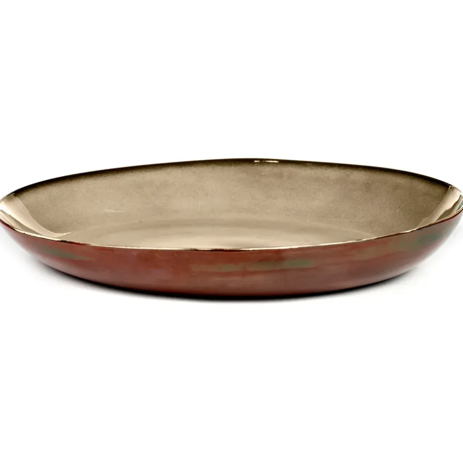 Terres de Rêves serveerschaal 35,5 cm, Misty grey-rust