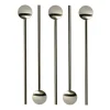 Tor cocktaillepel met rietje 20 cm 6-pack, Roestvrij staal