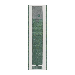 Visgraat tafelloper 35x120 cm, Blauwgroen