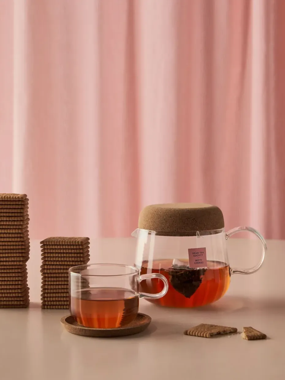 Viva theepot met kurken deksel 1,2 L, Transparant
