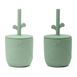 Wally beker met peekaboo rietje 2-pack, Groen