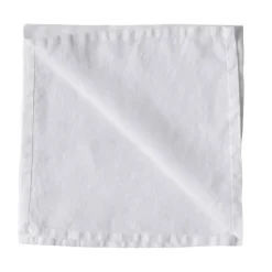 Washed linen servet, Gebleekt wit