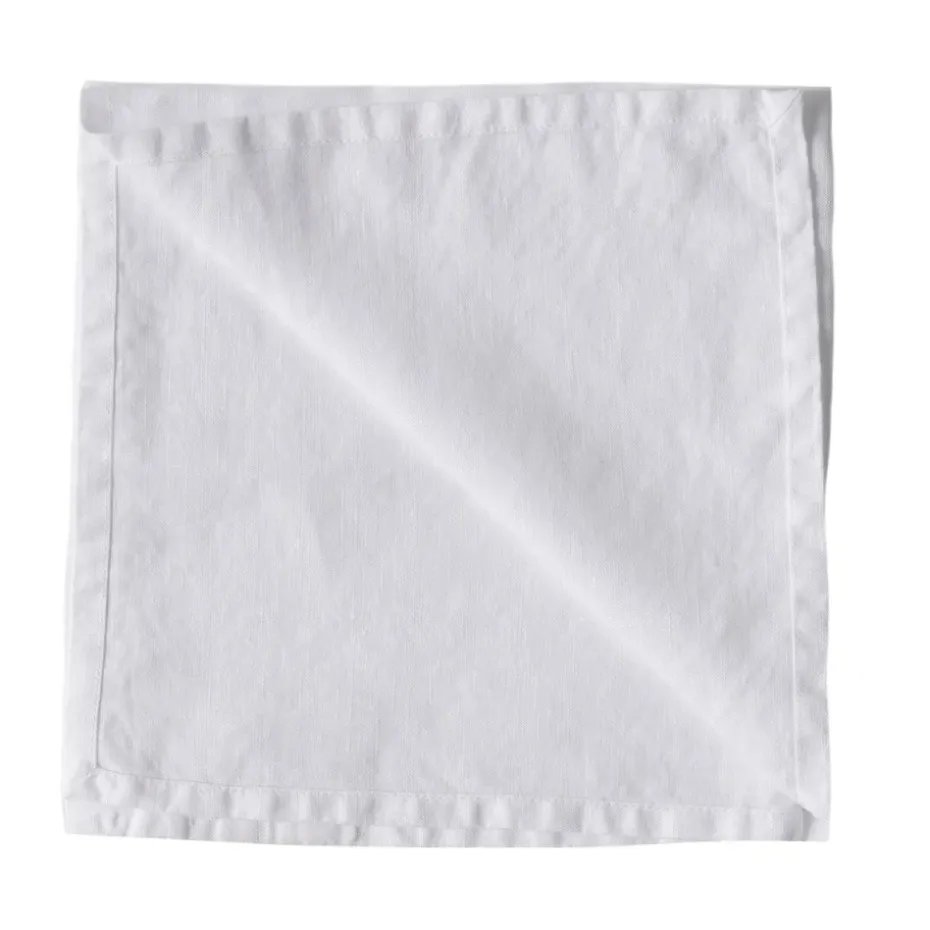 Washed linen servet, Gebleekt wit