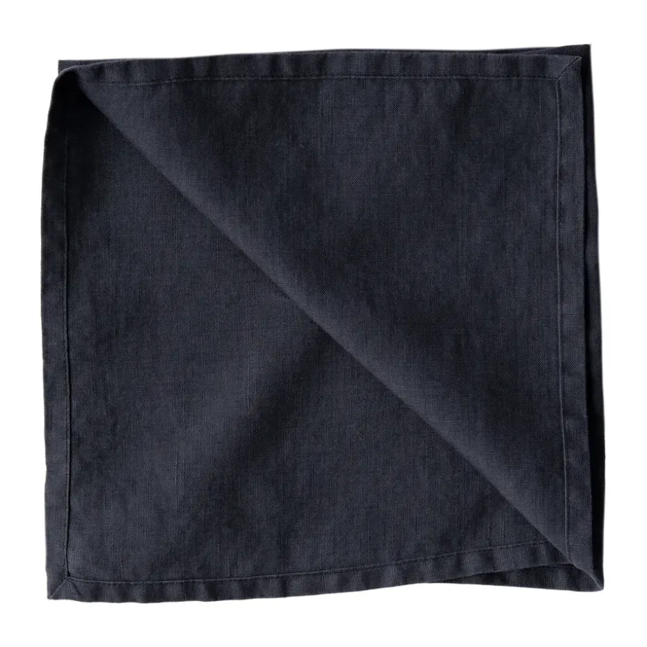 Washed linen servet, Nachtblauw