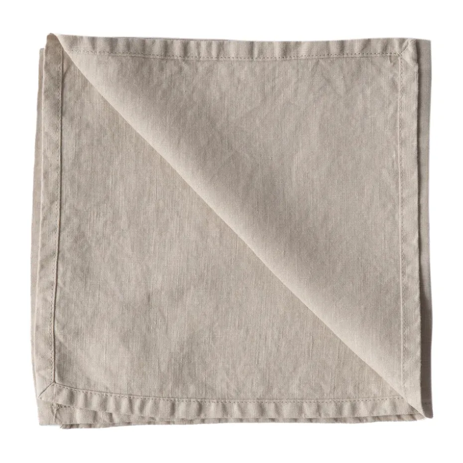 Washed linen servet, Warm grijs