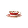 Wonderlust theekop met schotel, crimson jewel