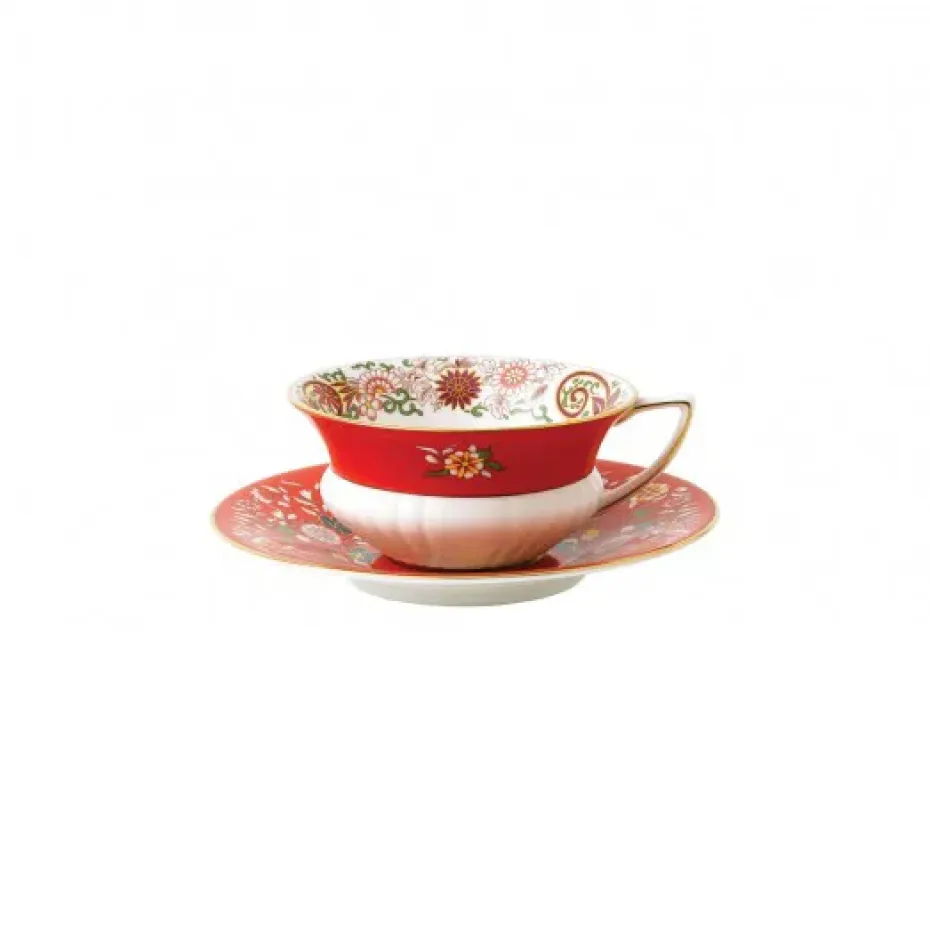 Wonderlust theekop met schotel, crimson jewel